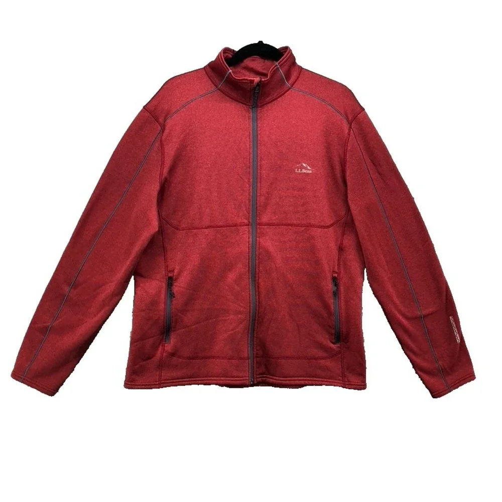 LL Bean Sightly Fitted Jacket Mens Large Regular Full Zip Burgundy Red Outdoor
